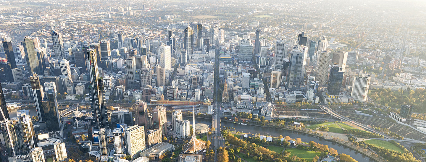 Melbourne city sky view