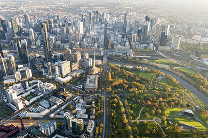 Melbourne city sky view