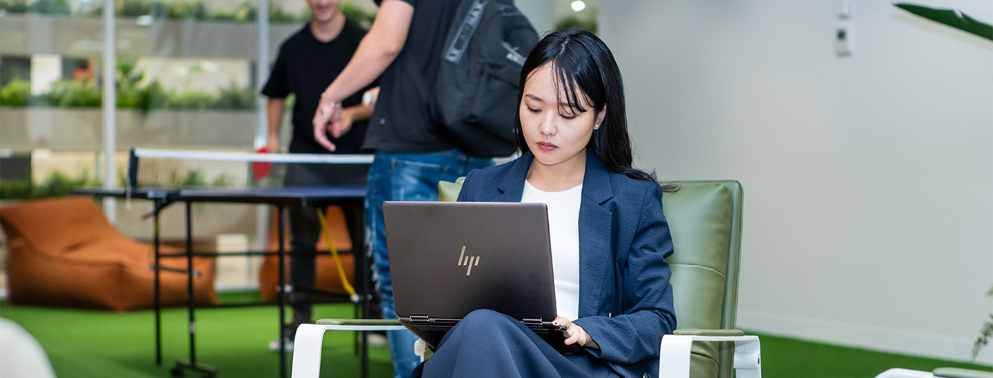 Student working on laptop