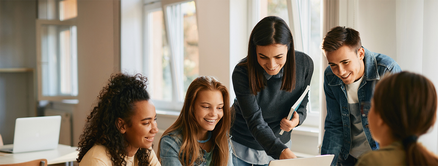 Students around table