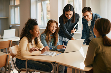 Students around table