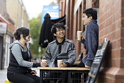 Students drinking coffee