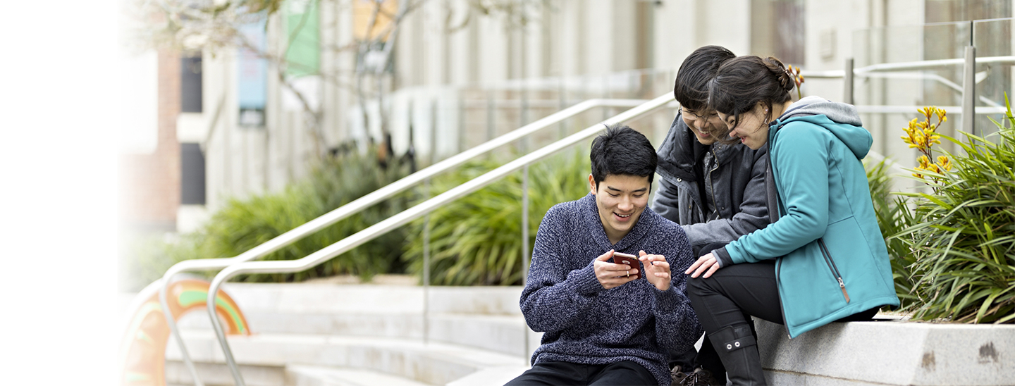 Students sitting on stairs