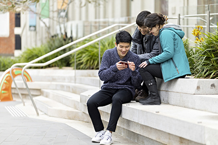 Students sitting on stairs